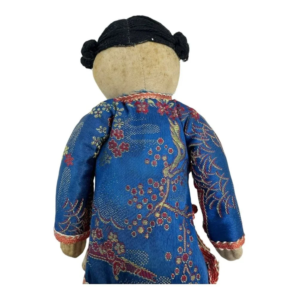 Vintage Ada Lum Chinese Hand Embroidered Stitched Blue Cloth Doll APP. 11